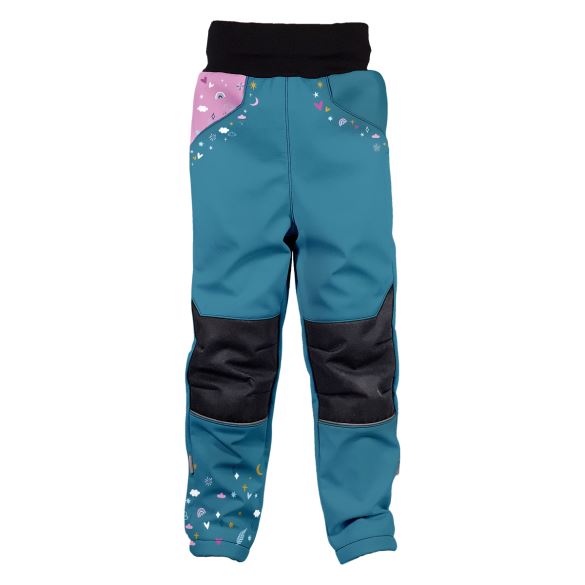 Kinder Softshellhose, UNICORNS, Teal