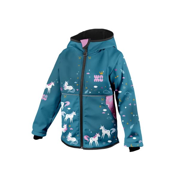 Kinder Softshelljacke, UNICORNS, Teal